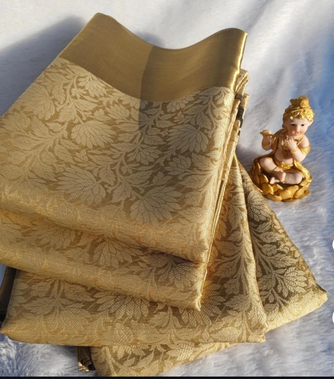 SV19   Semi Bridal Soft Tissue Silk Saree with Rich Zari Border & Pallu