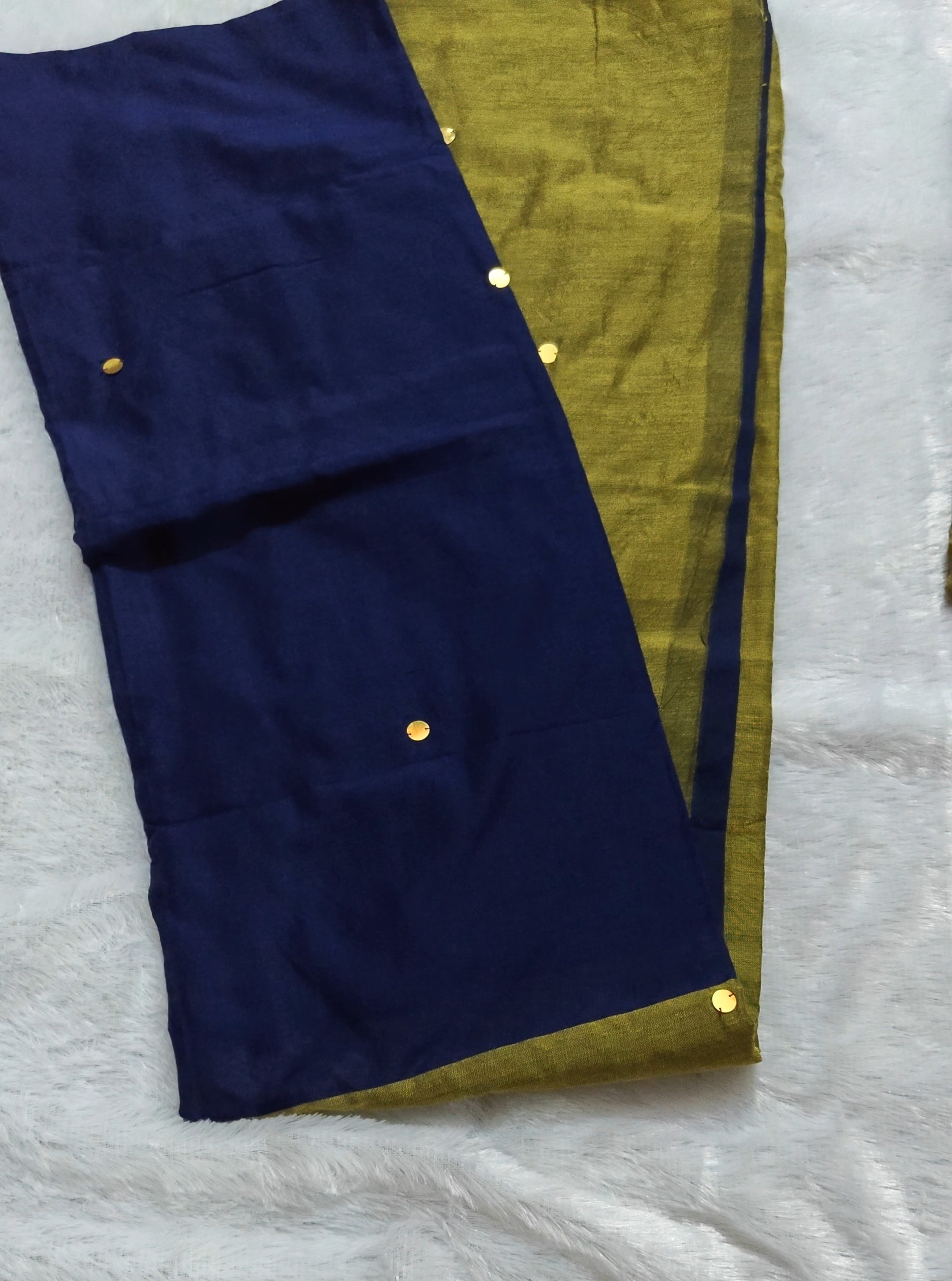 SV14                                     Khadi cotton dual colour gini work sarees