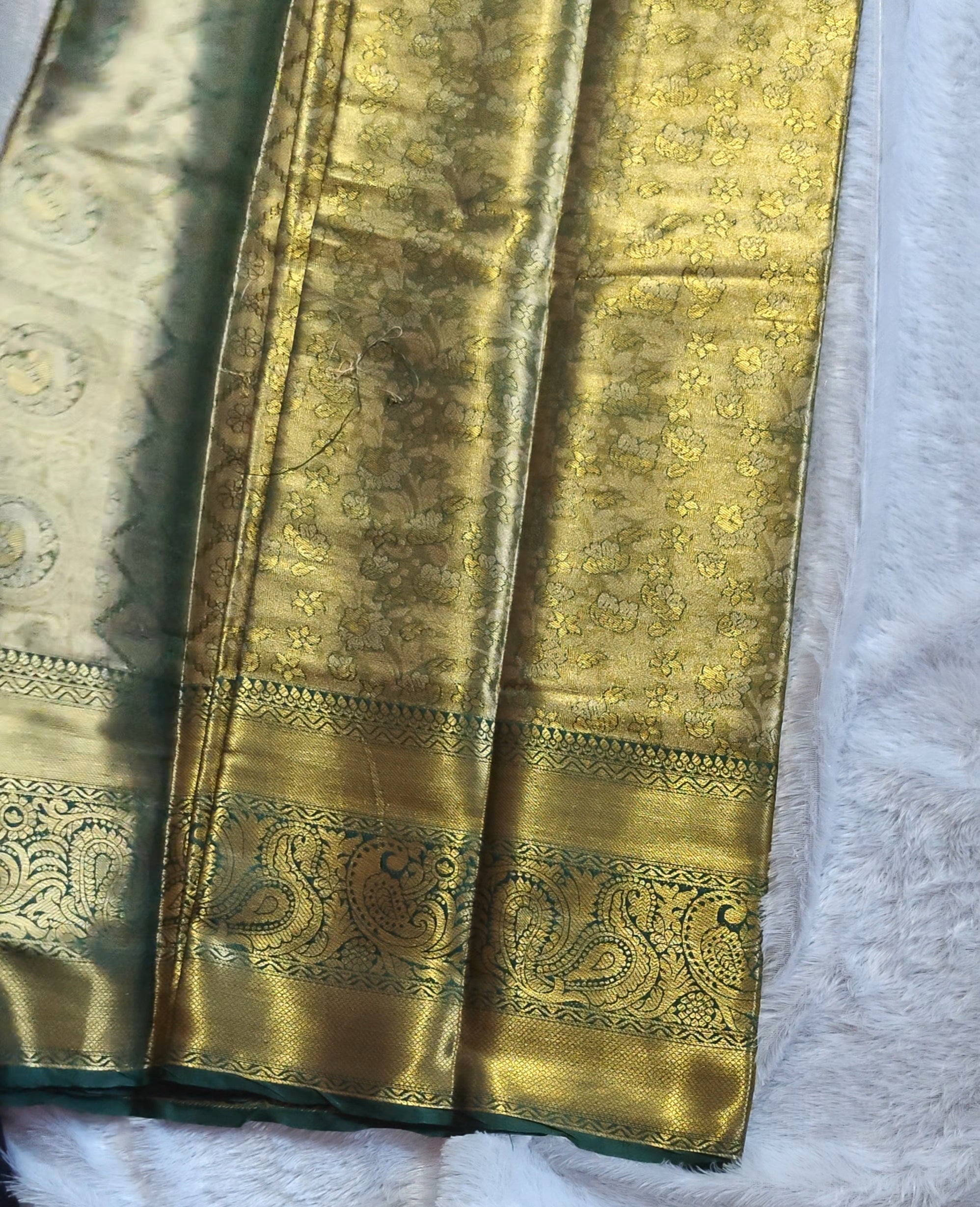 SV18      Semi Bridal Soft Tissue Silk Saree with Rich Zari Border & Pallu