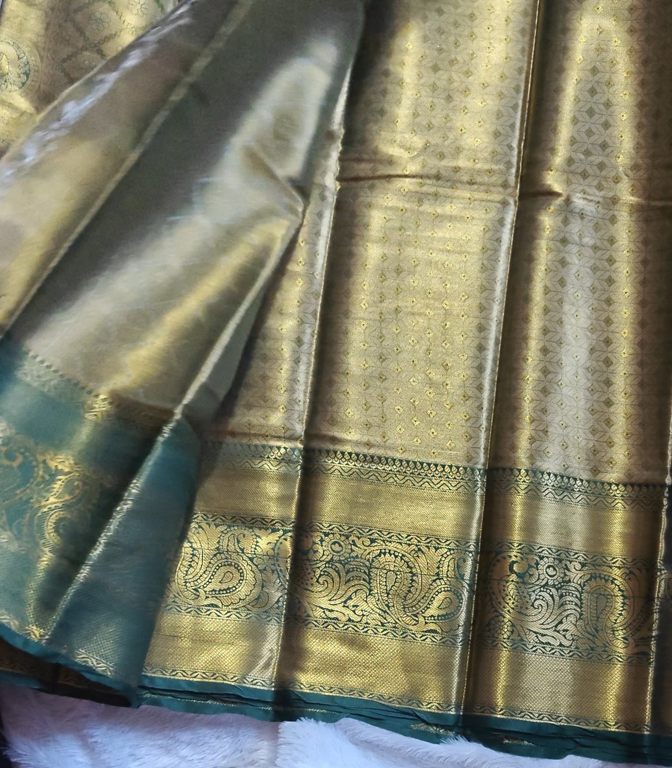 SV18      Semi Bridal Soft Tissue Silk Saree with Rich Zari Border & Pallu