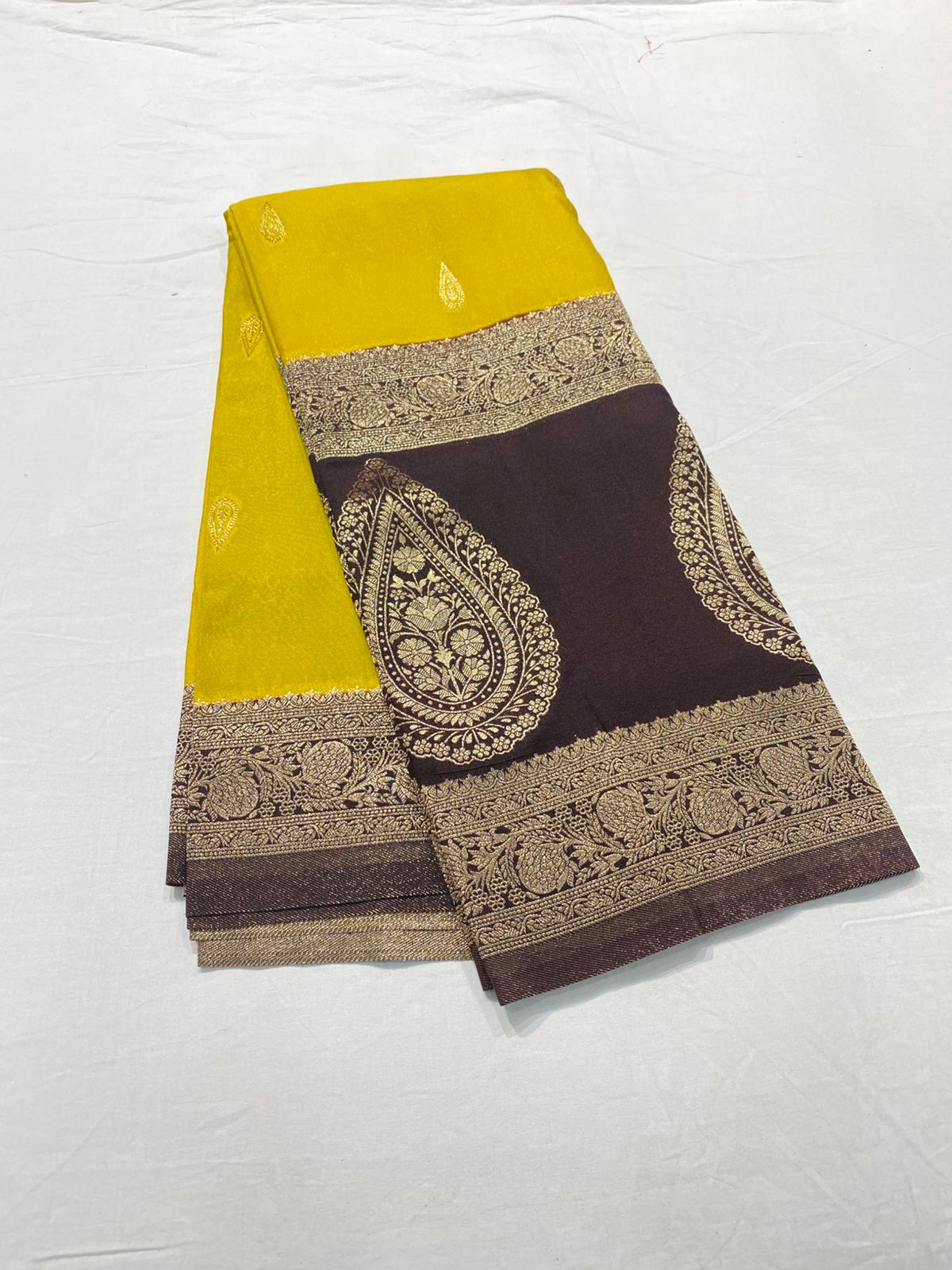 SV21                                      Pure Mysore crepe silk Sarees