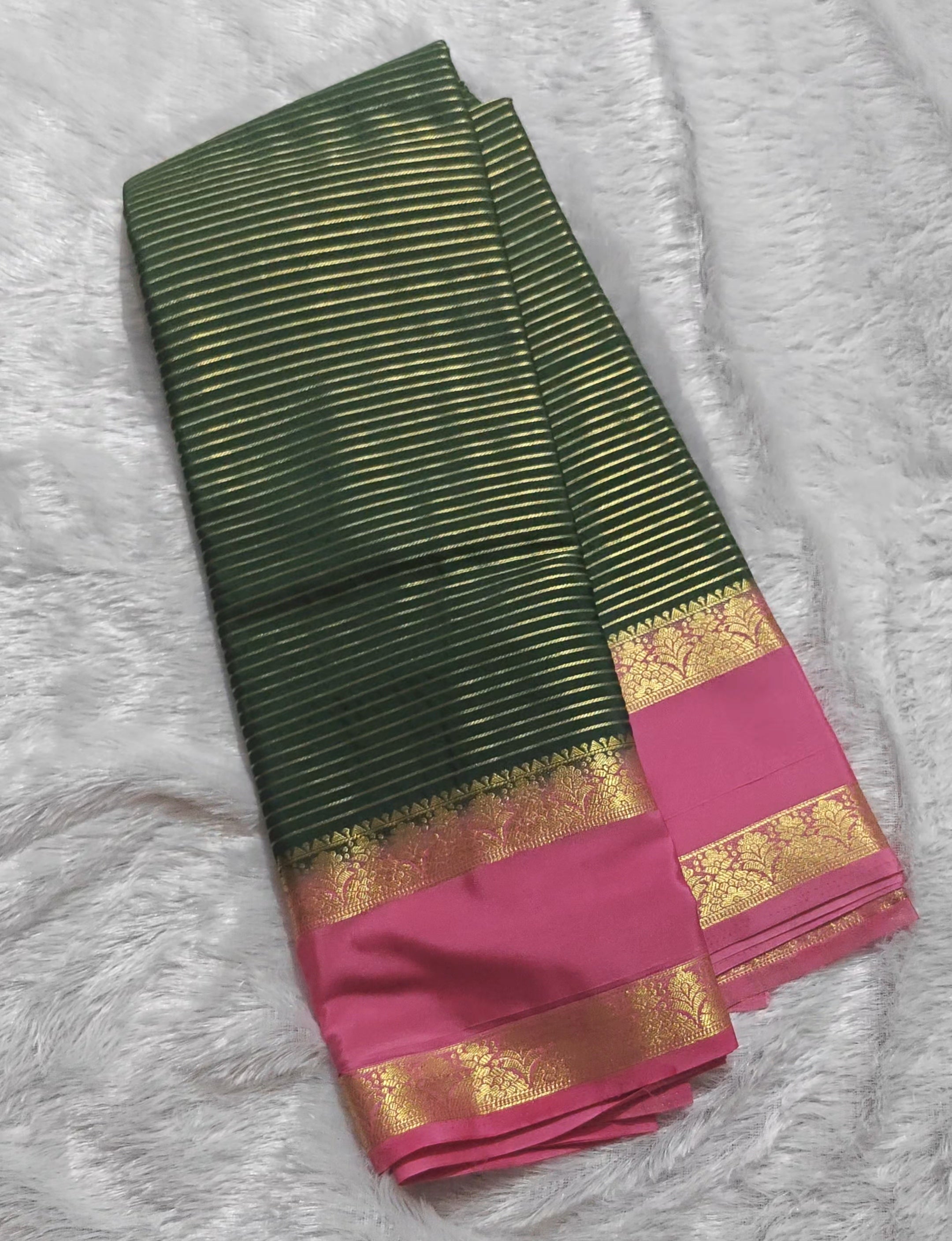 SV29  Mysore Crepe Silk Saree – Rich Stripes with Contrast Border