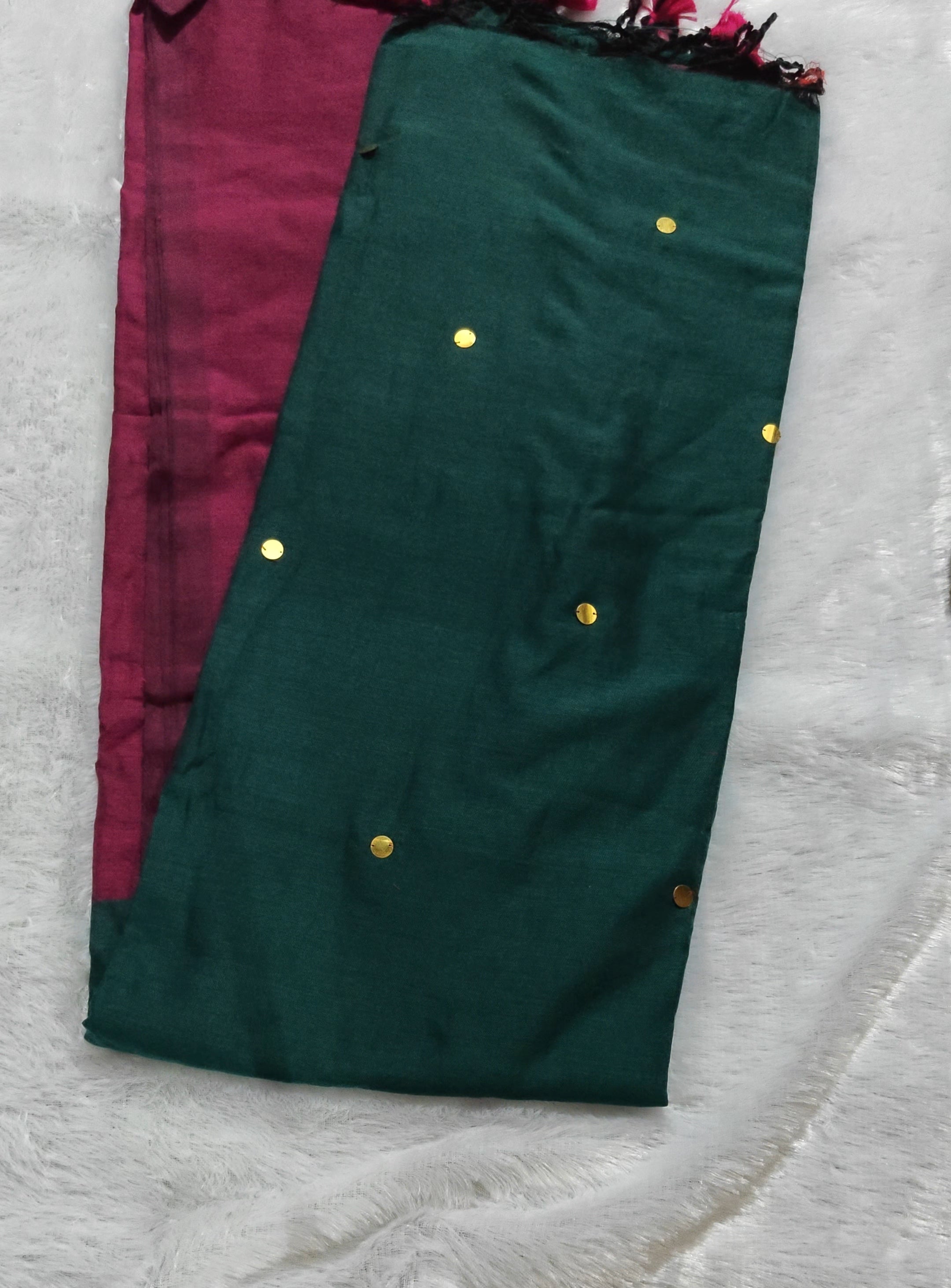SV14                                     Khadi cotton dual colour gini work sarees