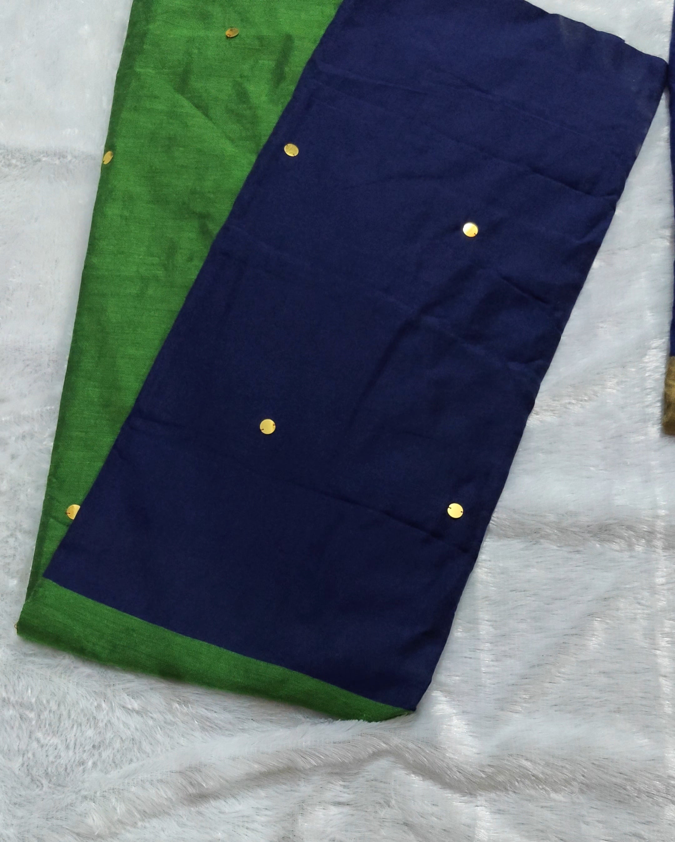 SV14                                     Khadi cotton dual colour gini work sarees