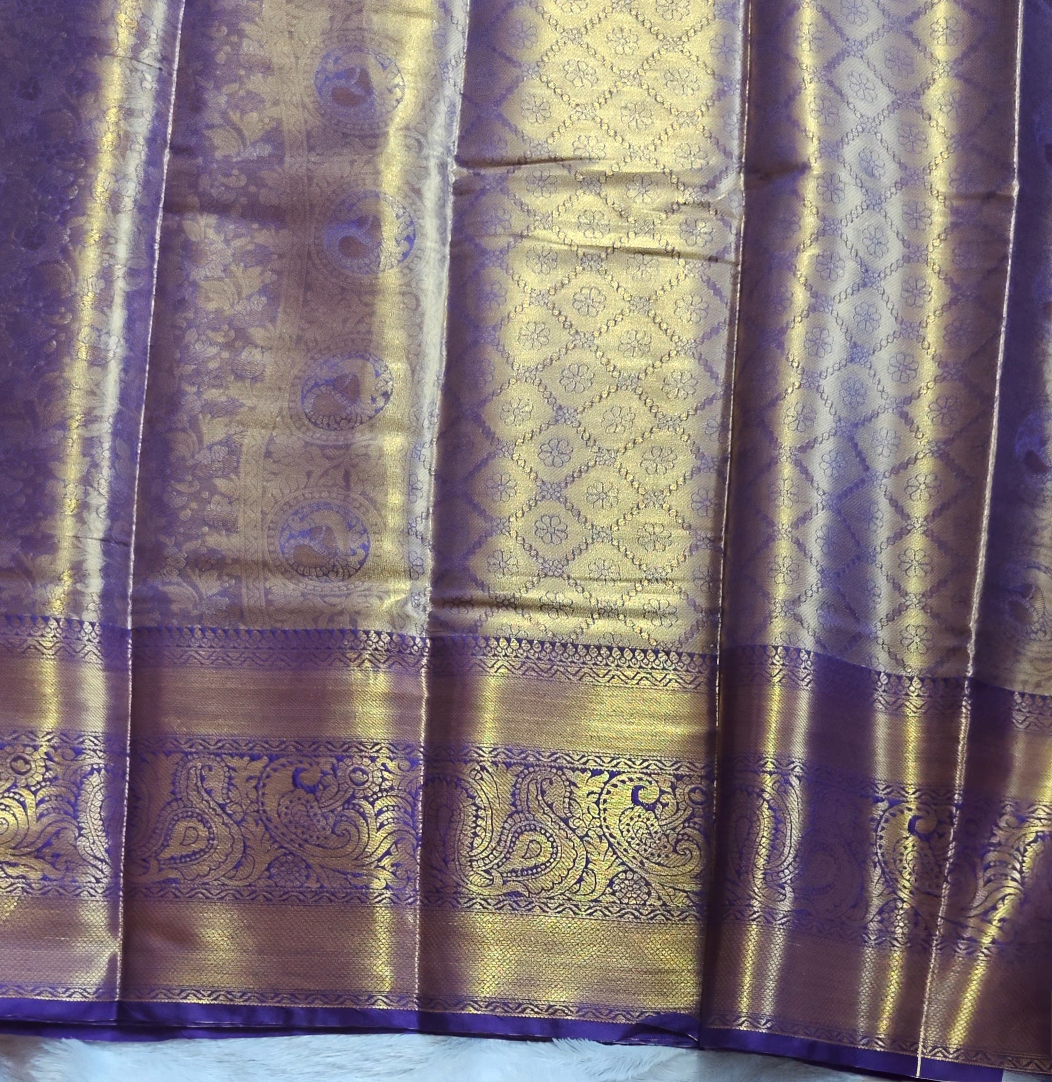 SV18      Semi Bridal Soft Tissue Silk Saree with Rich Zari Border & Pallu