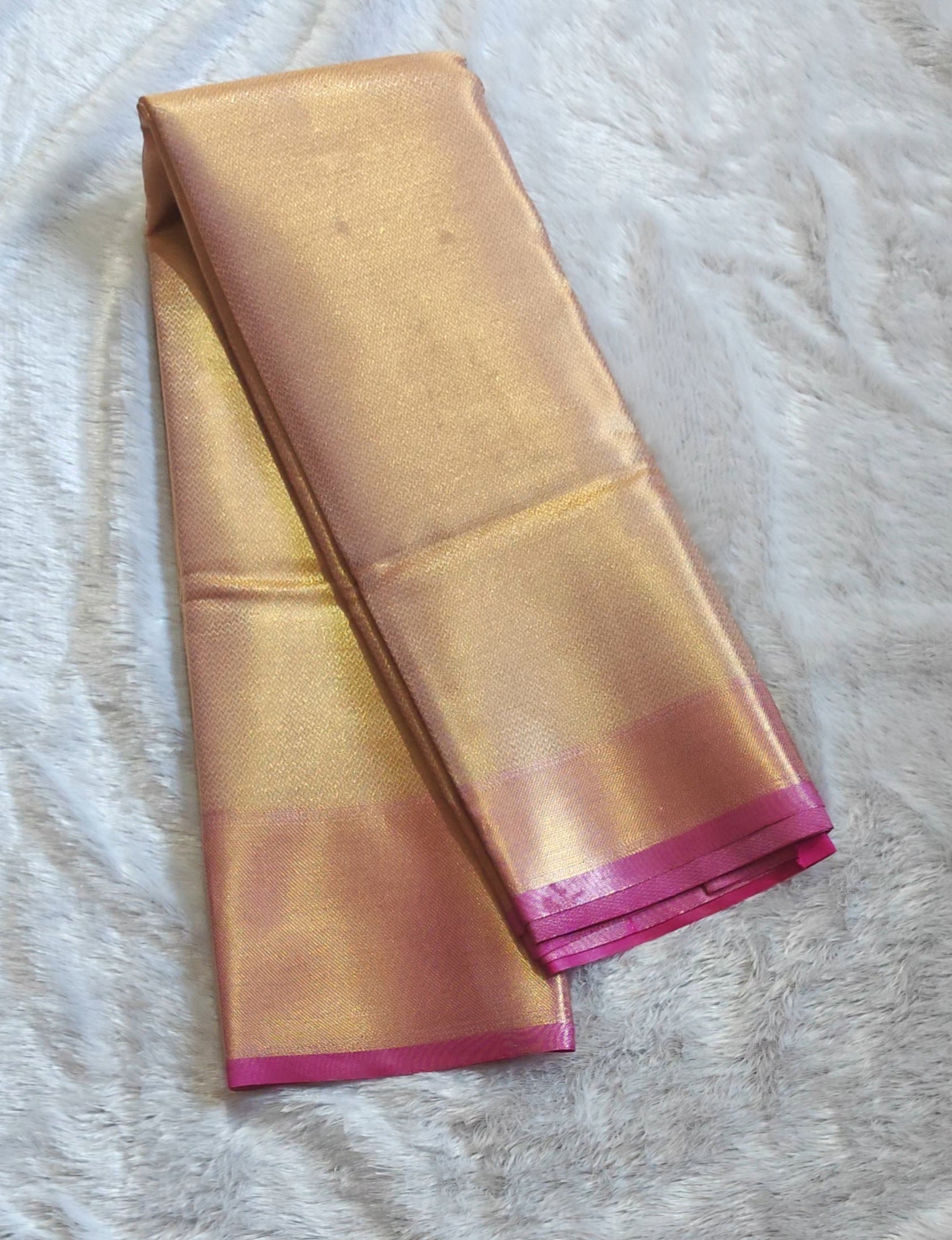 SV16          Semi Bridal Soft Tissue Silk Saree with Rich Zari Border & Pallu