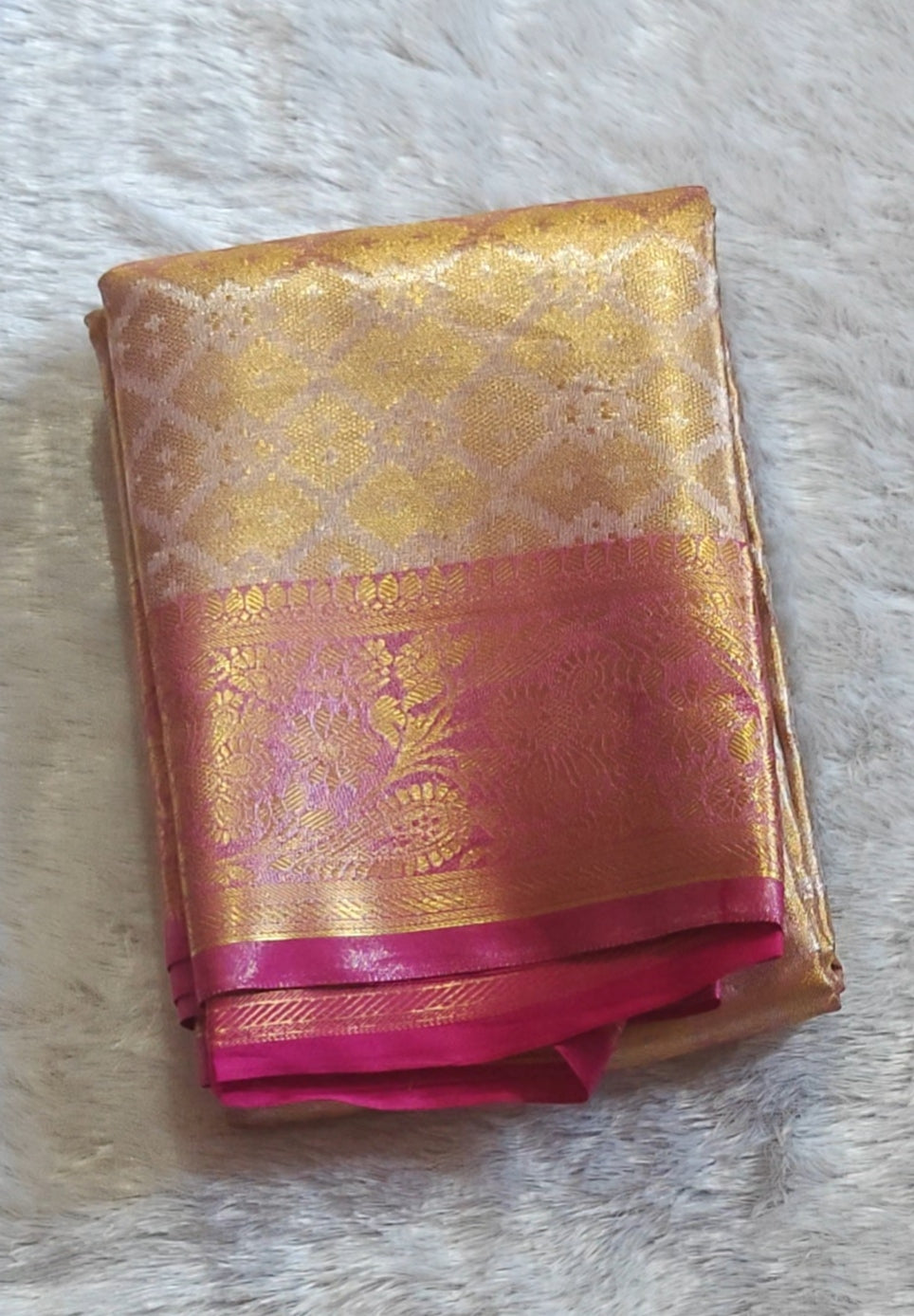 SV16          Semi Bridal Soft Tissue Silk Saree with Rich Zari Border & Pallu