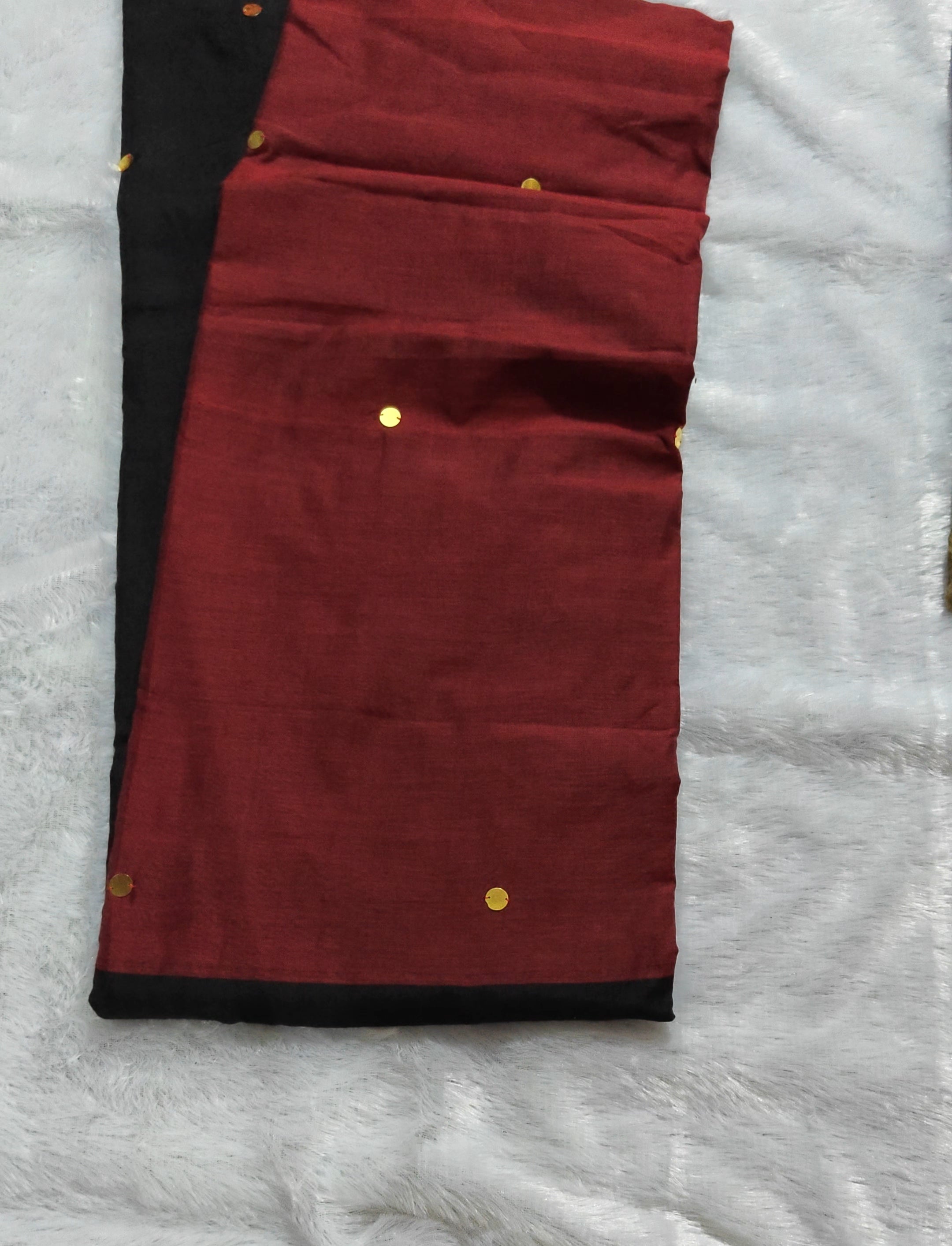 SV14                                     Khadi cotton dual colour gini work sarees