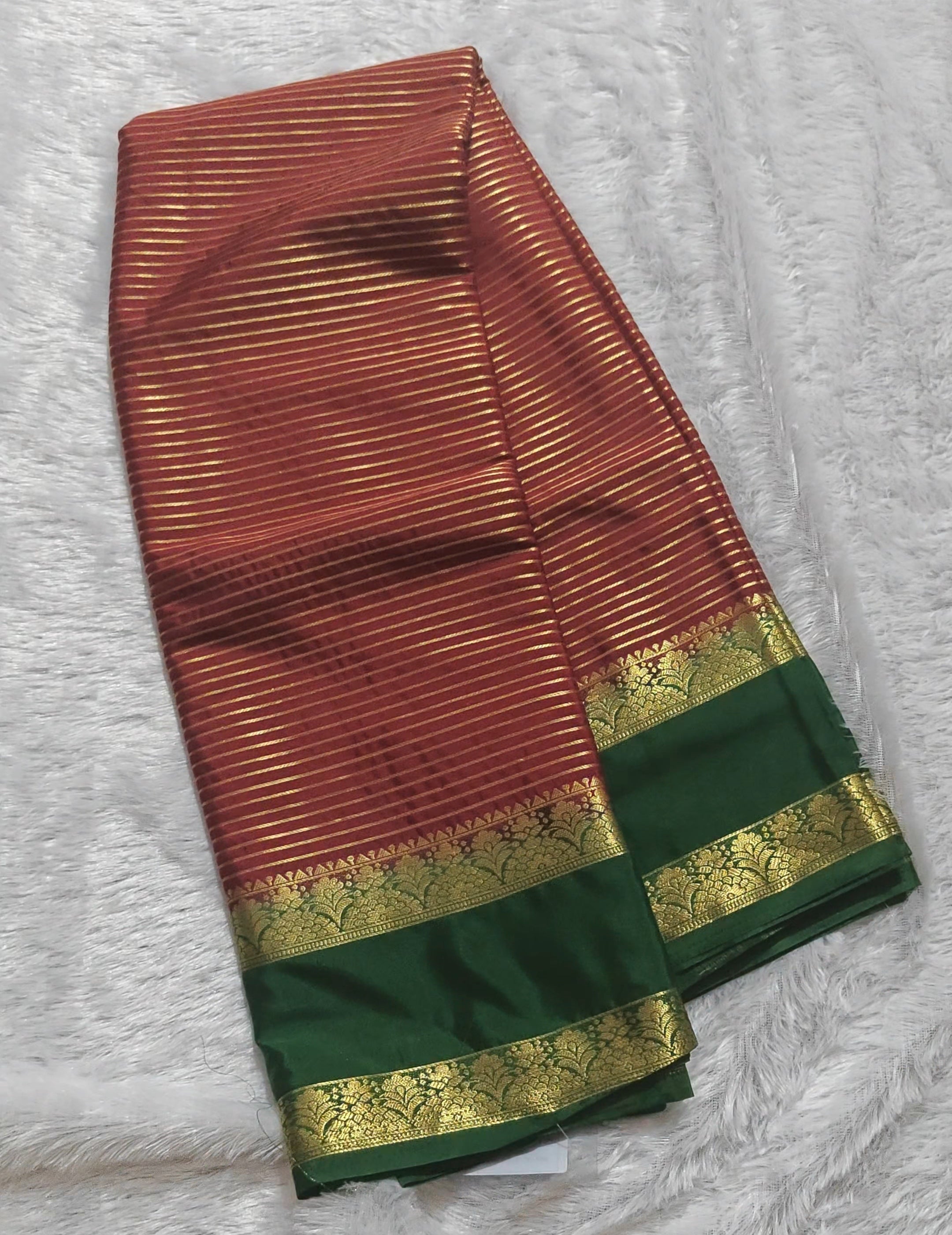 SV29  Mysore Crepe Silk Saree – Rich Stripes with Contrast Border