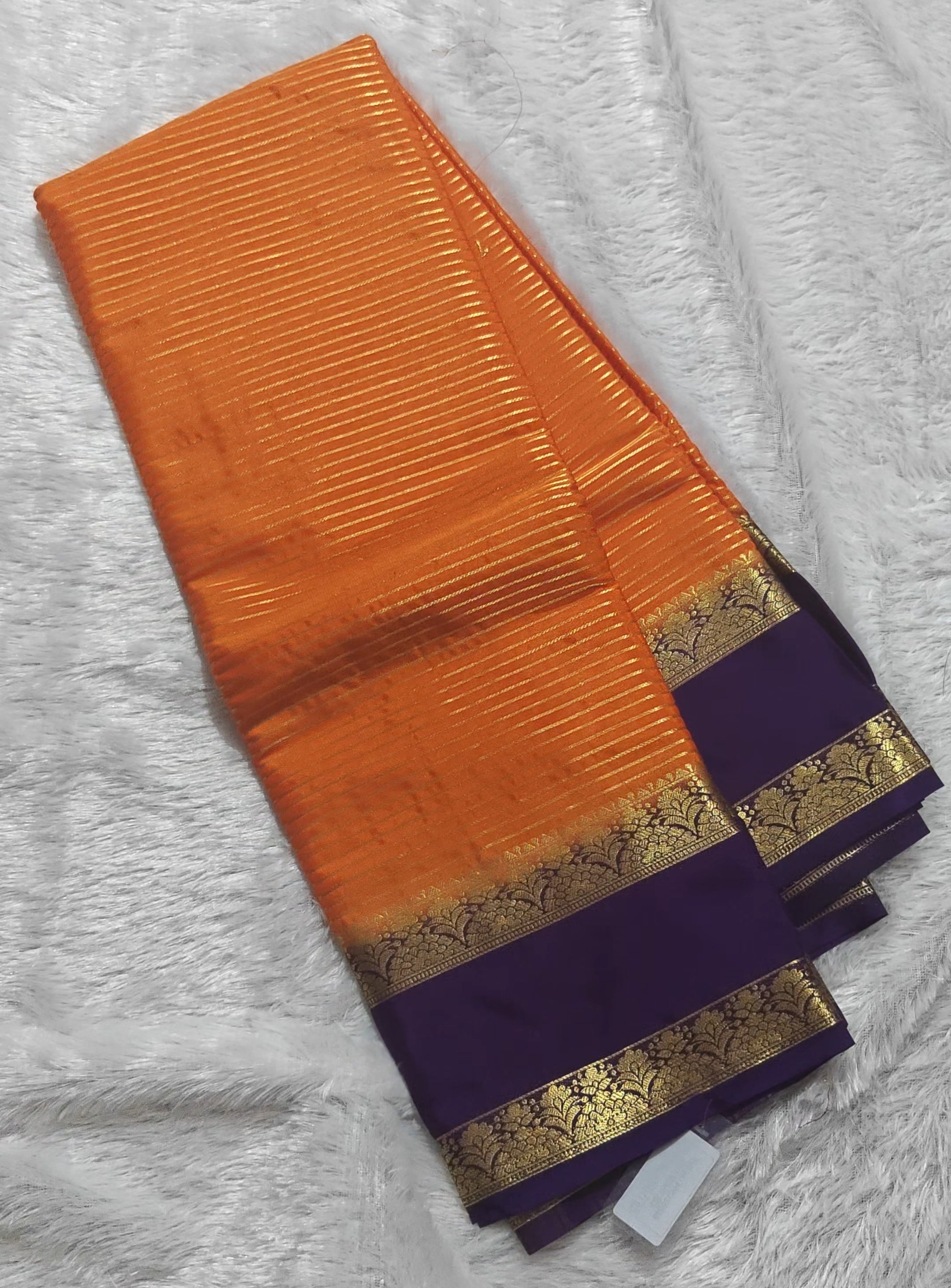 SV29  Mysore Crepe Silk Saree – Rich Stripes with Contrast Border