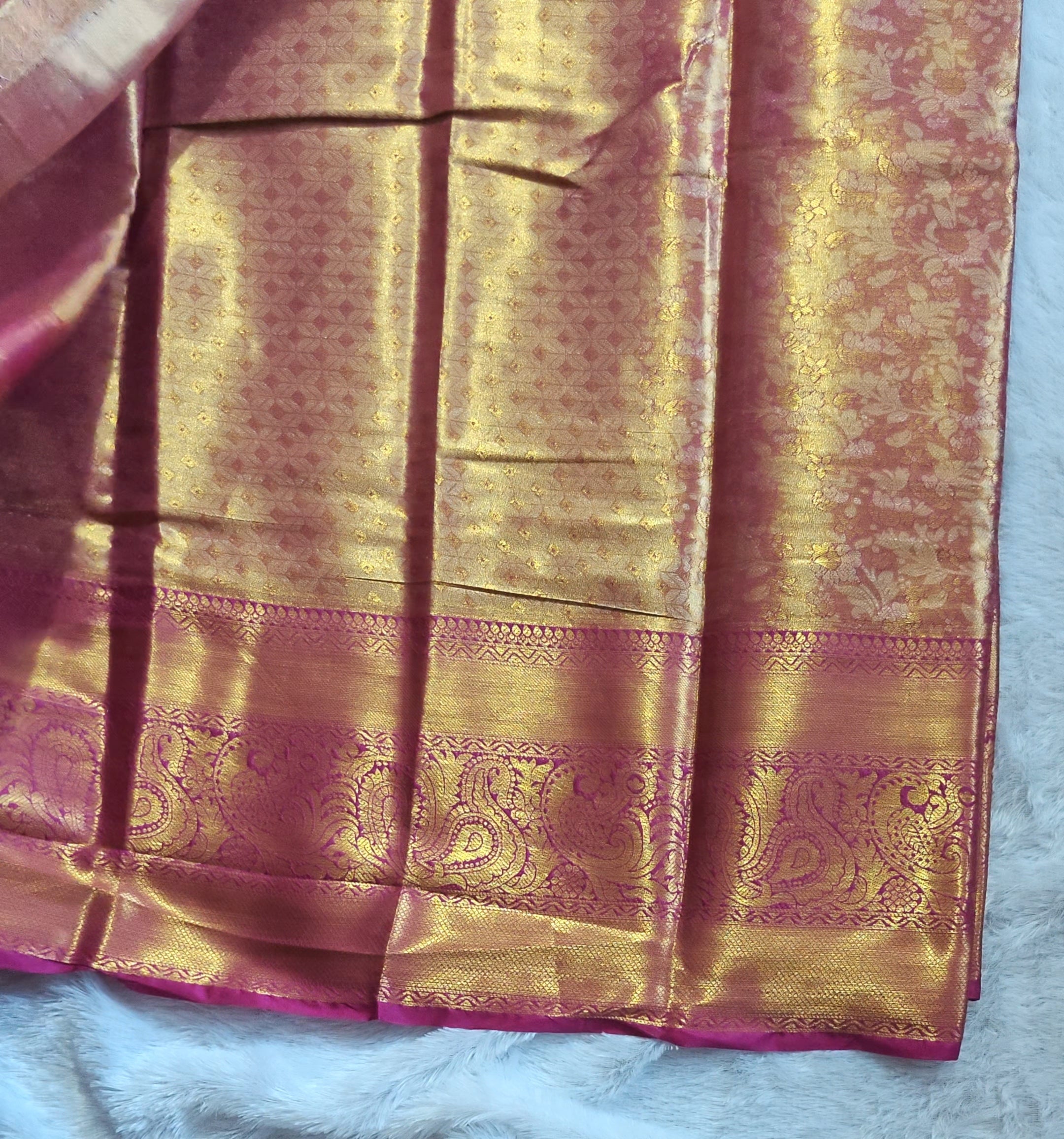 SV18      Semi Bridal Soft Tissue Silk Saree with Rich Zari Border & Pallu